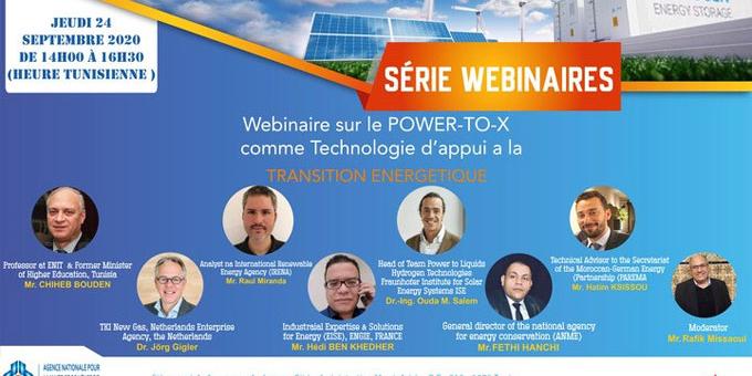 Tunisie:Webinaire sur la technologie power-to-X comme technologie d’appui à la transition énergétique